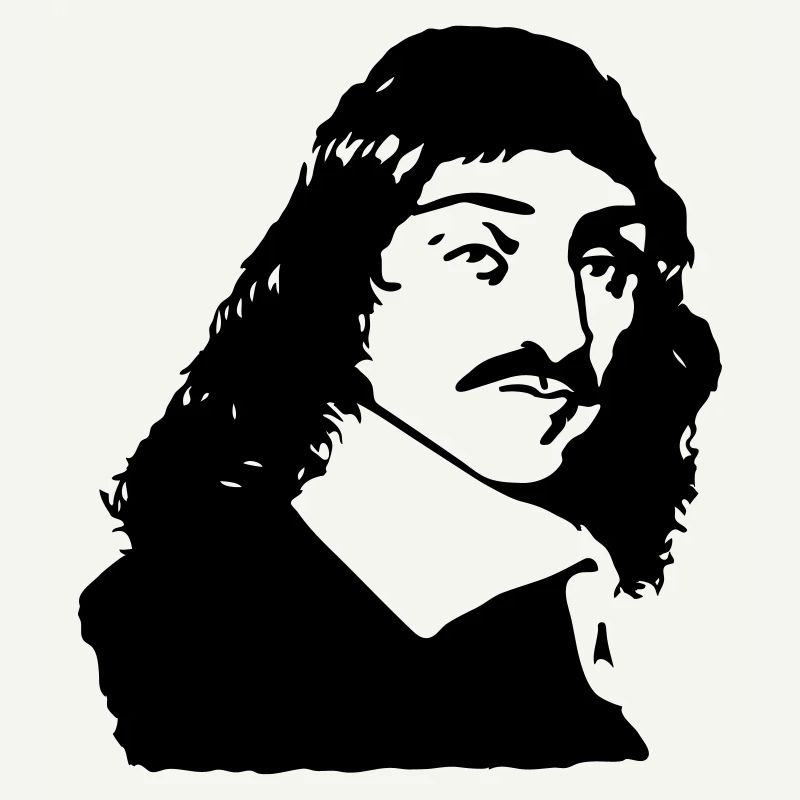 dessin de buste de Descartes philosophe Français