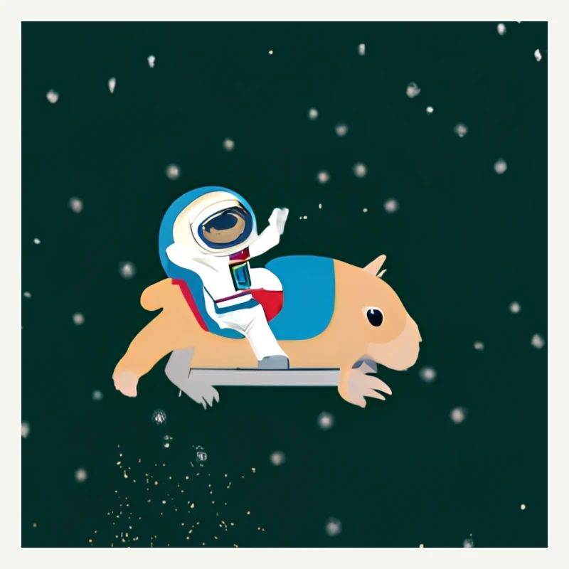 Astronaute sur un capybara spatial