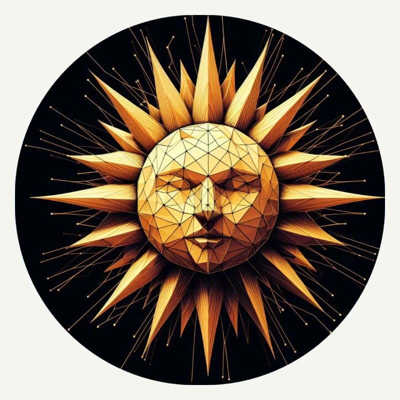 Polygone visage soleil or