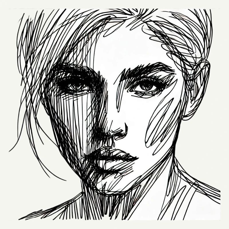 Portrait au trait expressif