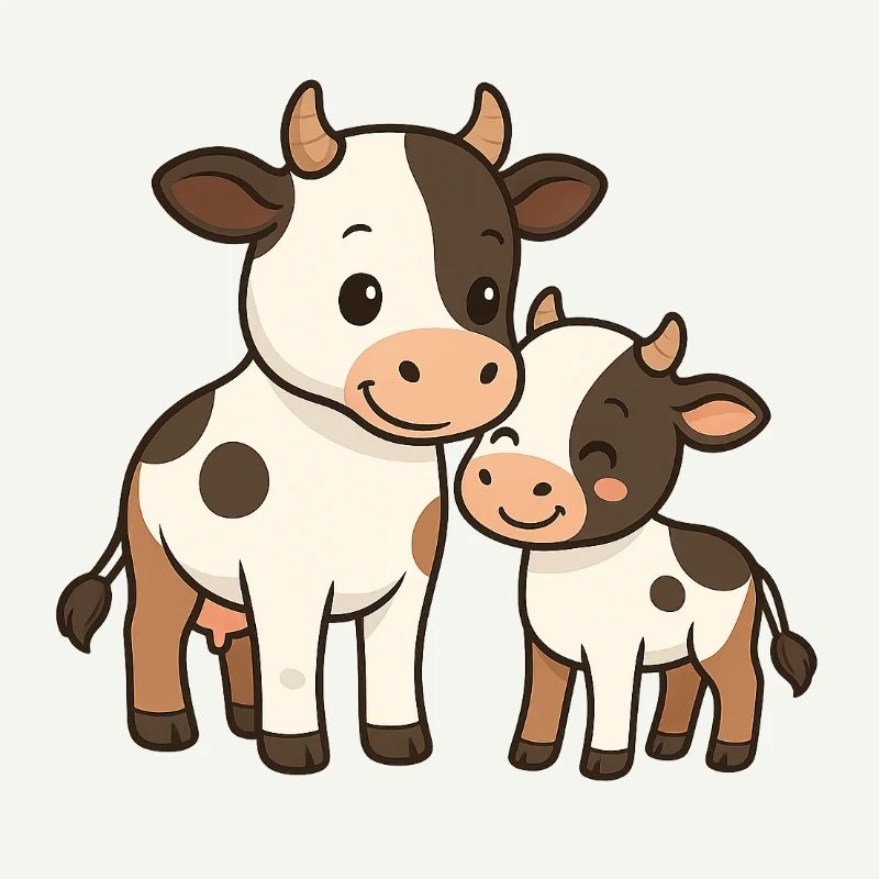 Kuhmutter kuschelt mit ihrem Kalb