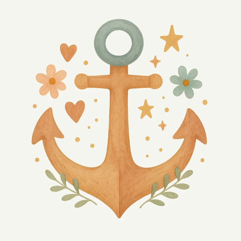 Boho Anker mit Blumen & Herzen Design