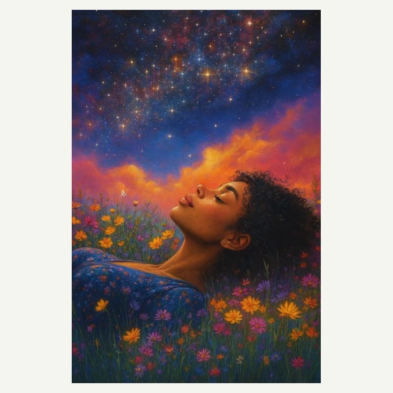 Étoile de lune dans le champ de fleurs
