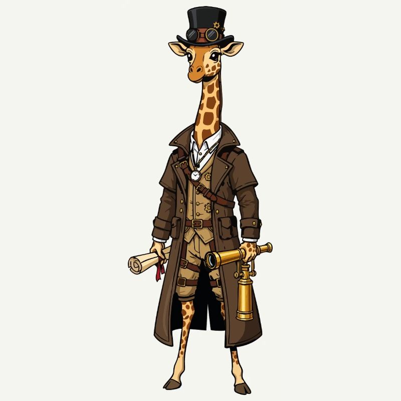Girafe Exploratrice Steampunk Haut-de-Forme Chic