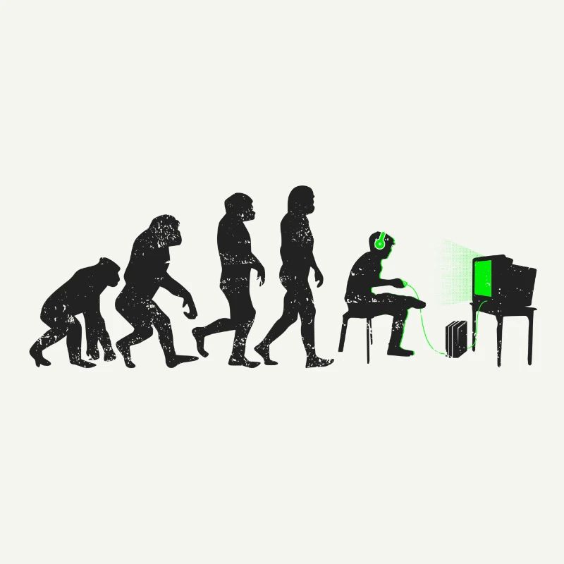Gamer evolution gift player nerd geek noob