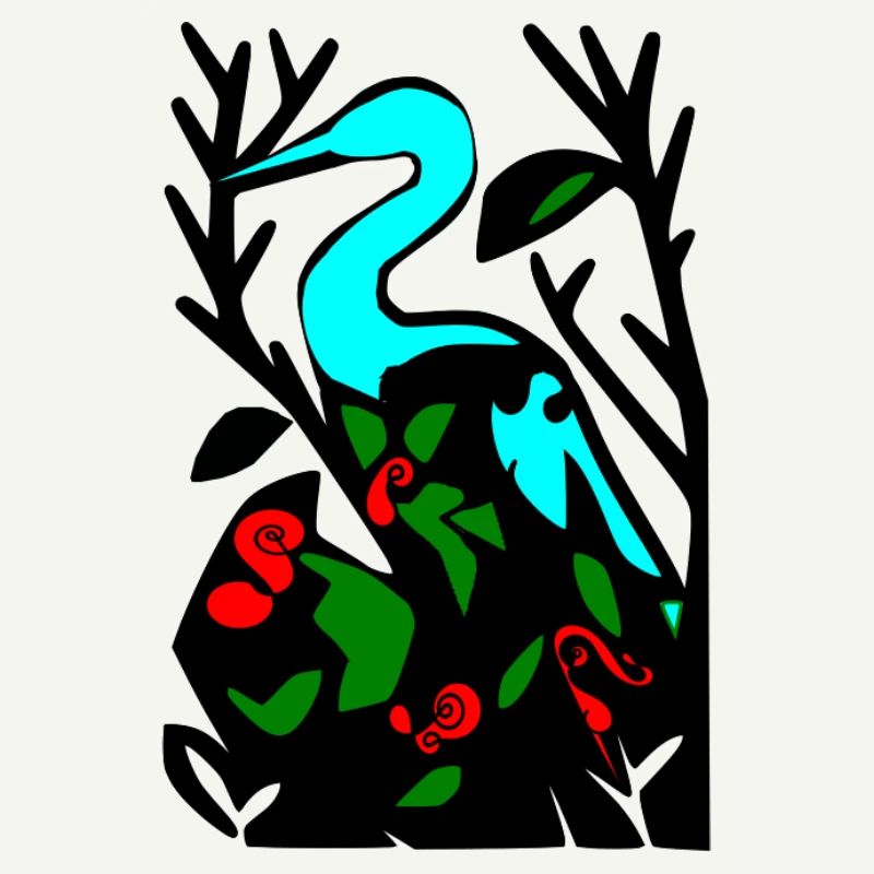 Héron bleu dans le feuillage