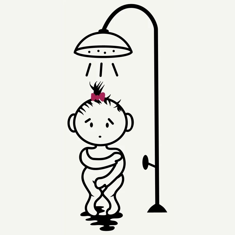 scheues Mädchen unter der Dusche