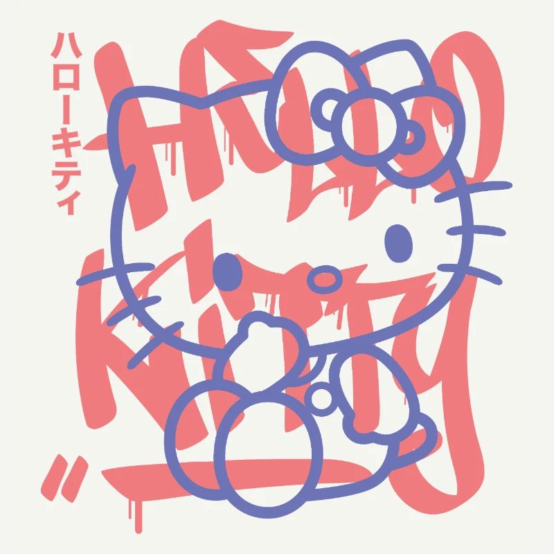 Hello Kitty Avec Lettres Dans Un Style Graffiti
