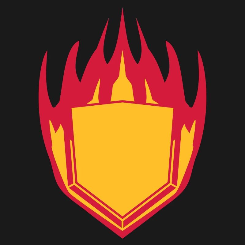 hot fire flames angular shield emblem emblem frame