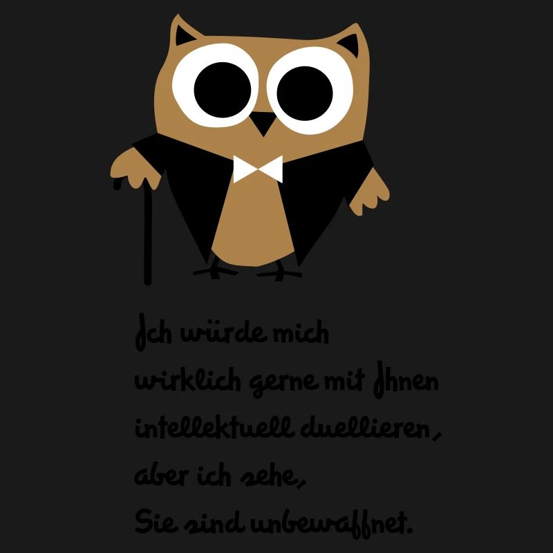Owl, satire, saying "Intellectually duel"