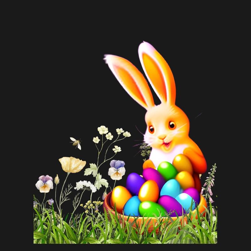 Osterhase mit bunten Eiern