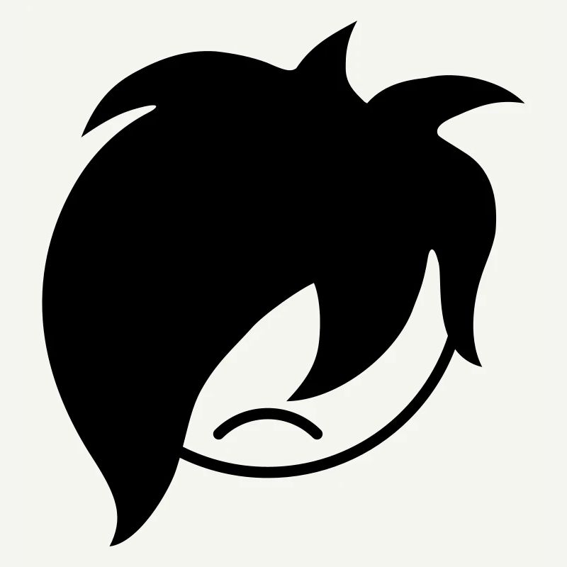 Sad unhappy emo long black hair