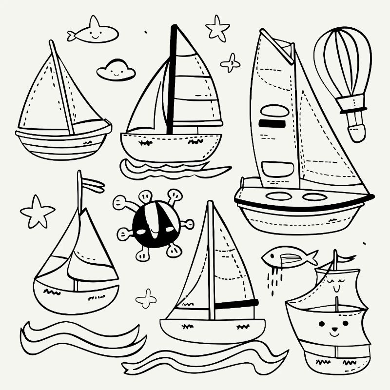 Segeln Comic Stil