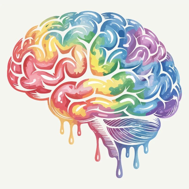 Rainbow Brain Gradient Print Design