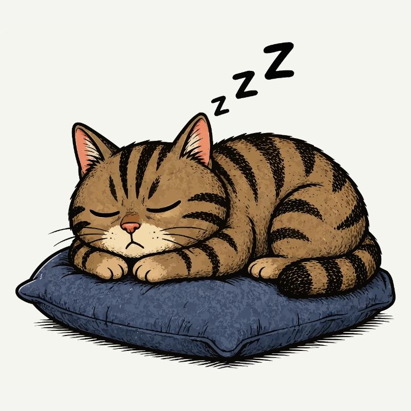 Chat endormi sur l’oreiller