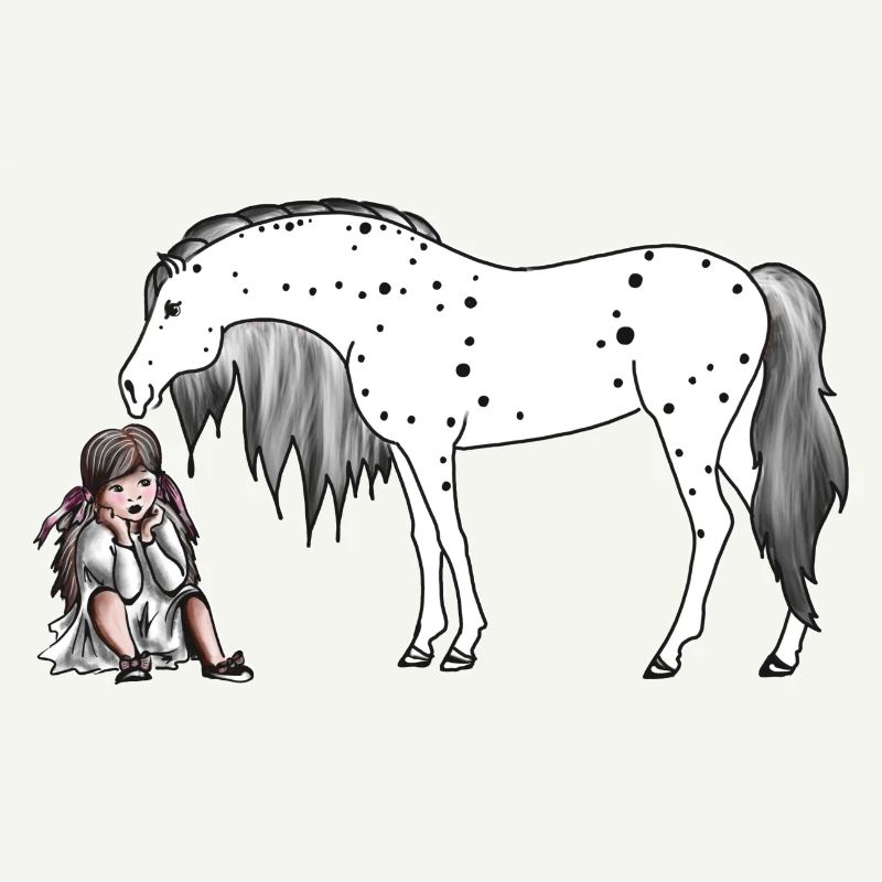 Mädchen sitzt beim Pony Pferd