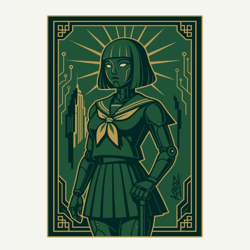 Cyber Deco Android Green Sentinel