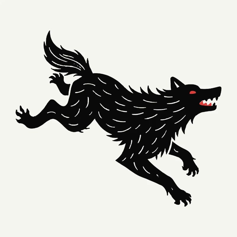 Schwarzer Wolf läuft