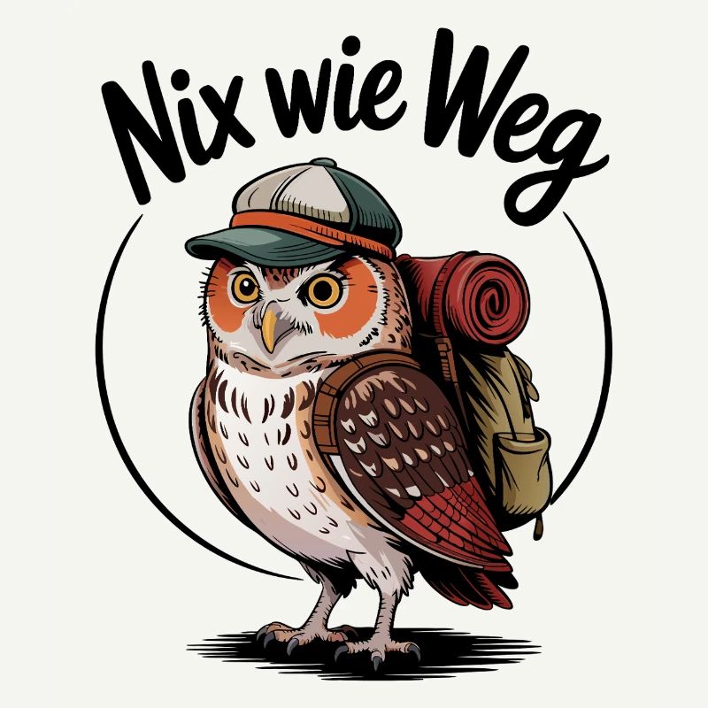 Waldwanderer Eule mit Rucksack