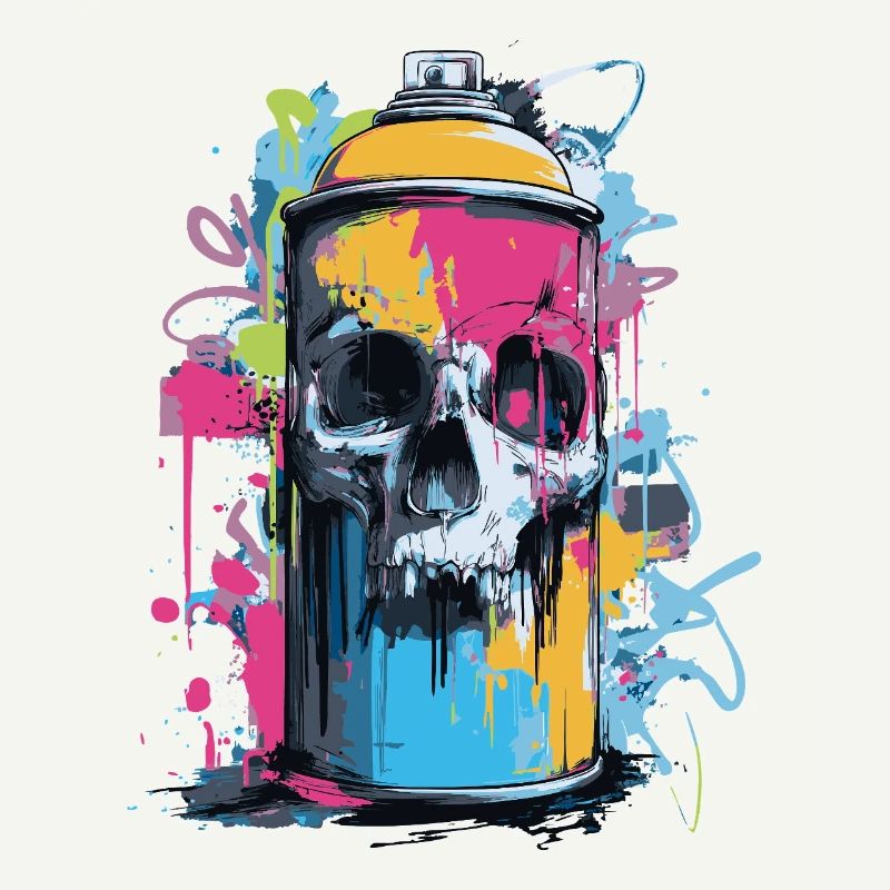 Skull Graffiti Spray Can