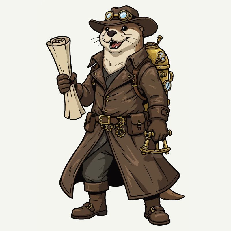 Otter Explorer Steampunk Retro-Kartograph