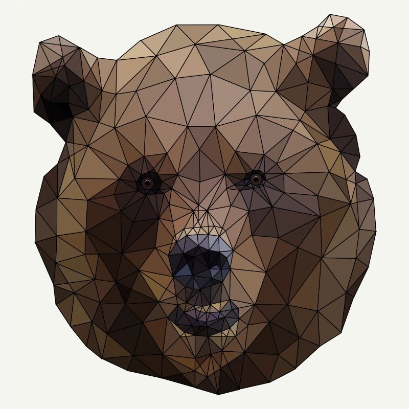Polygonal Brown Bear Triangulaire Low Poly Art