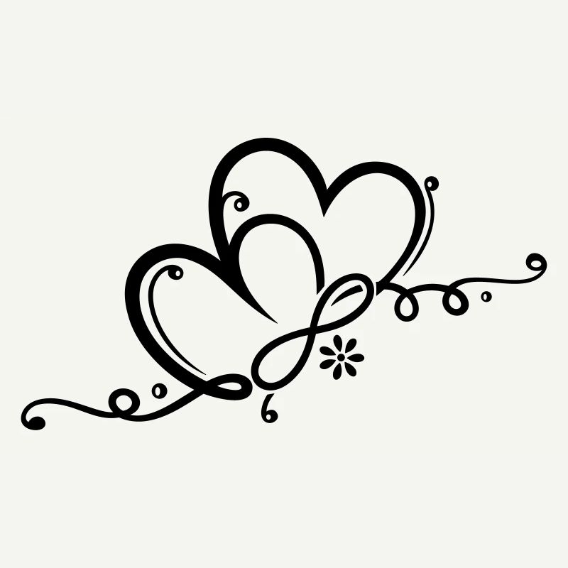 Zwei Herzen mit Blume und infinity