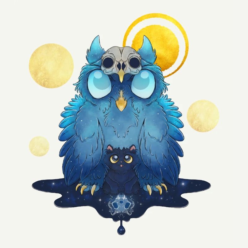 Blue Ink Spirits - Schutzeule und schwarzes Kätzchen