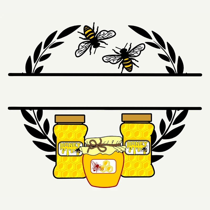 Bienenbanner mit Honiggläsern