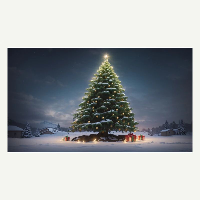 Winterlicher Weihnachtsbaum mit Geschenken