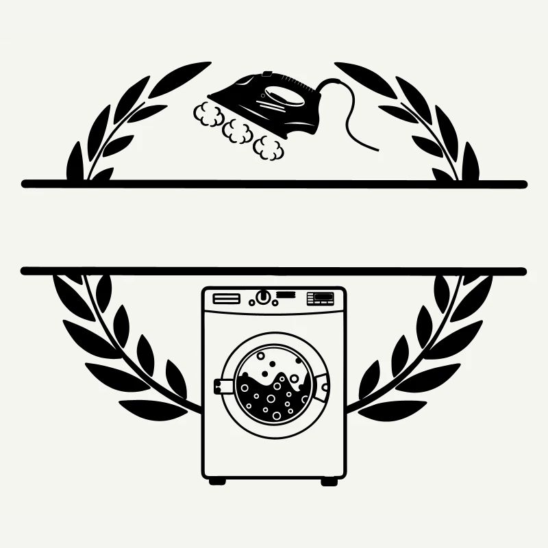 Washing machine in laurel wreath