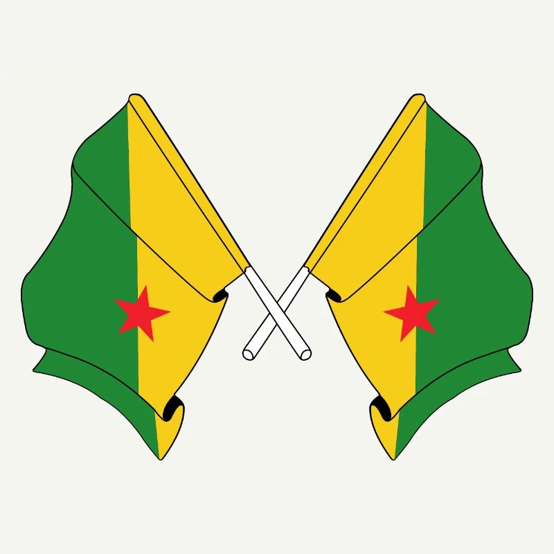 Deux drapeaux croisés de la Guyane