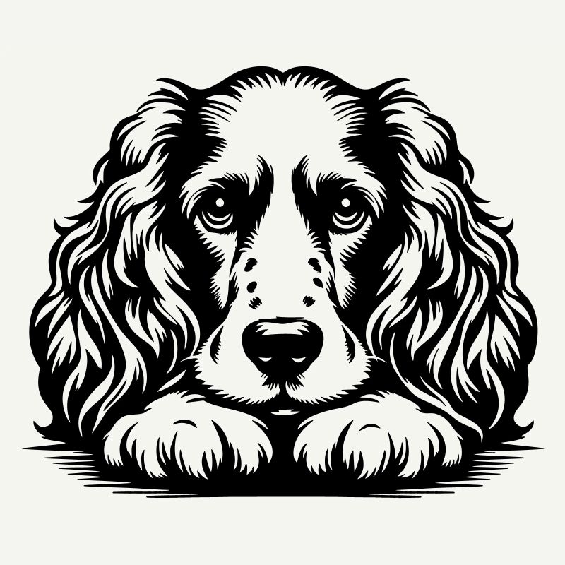 Cocker Spaniel Head with Paws