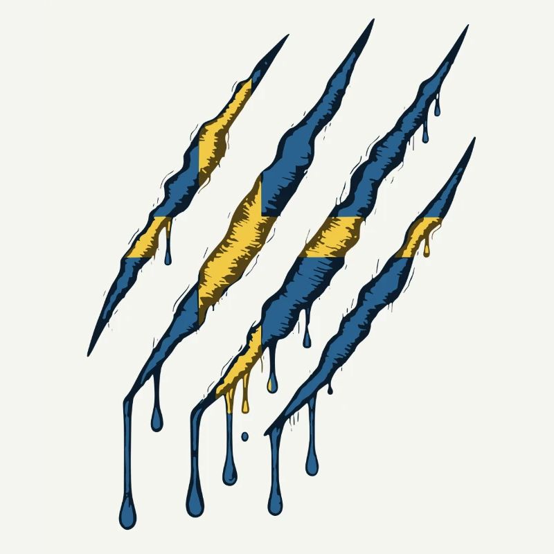 Suède Drapeau Griffe Grunge Sverige Scratch Trace