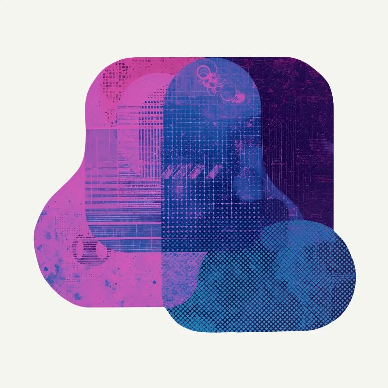 Couches techniques abstraites — Art numérique bleu et rose