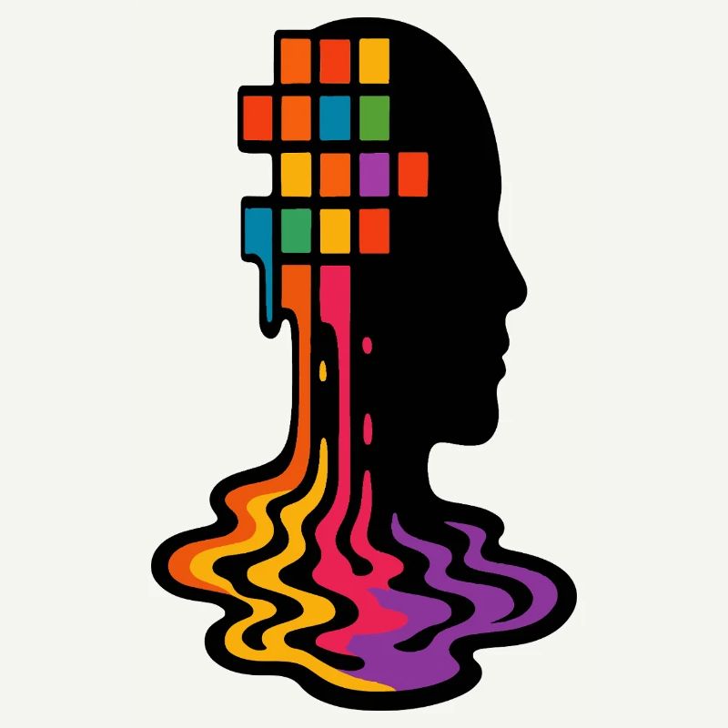 Rainbow Pixel Melt Portrait