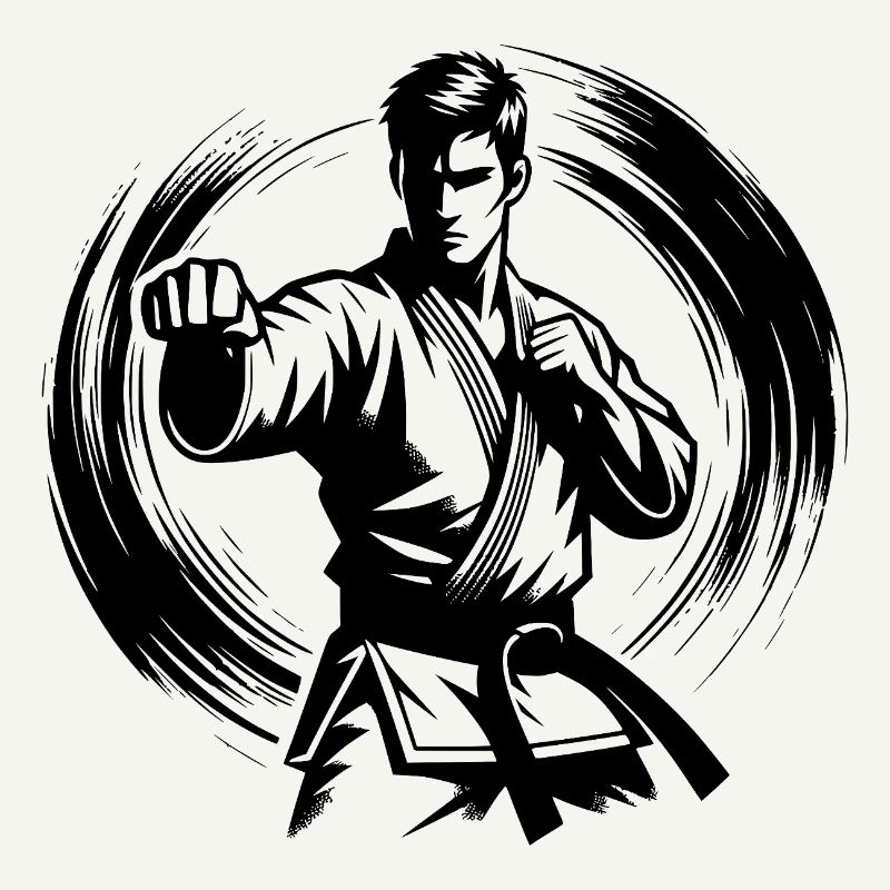 Silhouette de Karaté Parfaite en Combat Dynamique