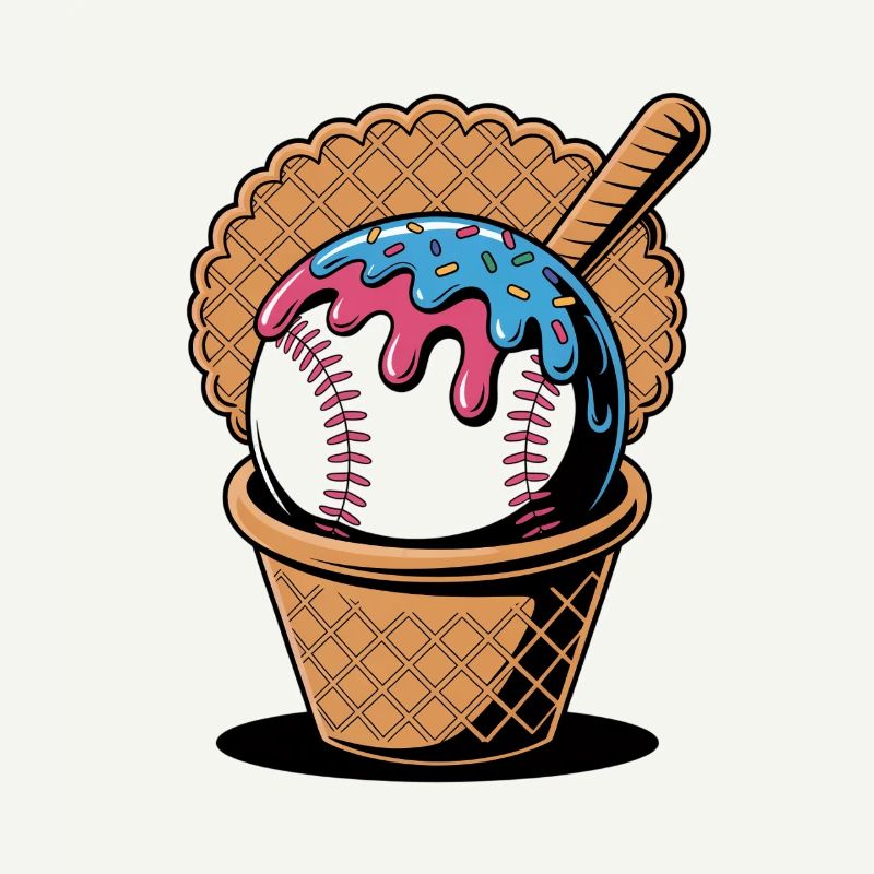 Glace de baseball dans une gaufre avec batte