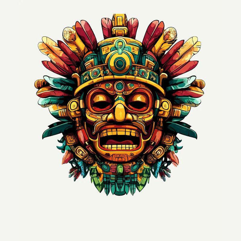 Explosion des couleurs du masque de plume aztèque