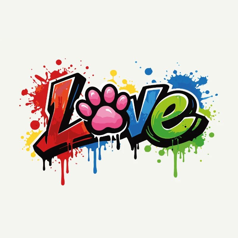 Love – Graffiti Stil mit Katzenpfote