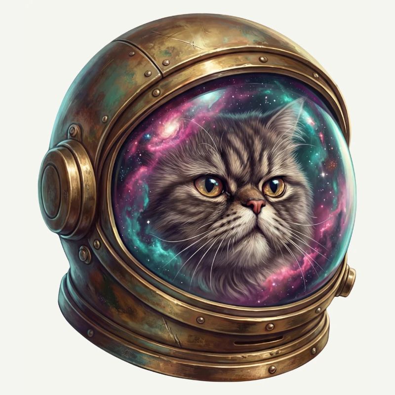 Astronaute chat dans un casque spatial