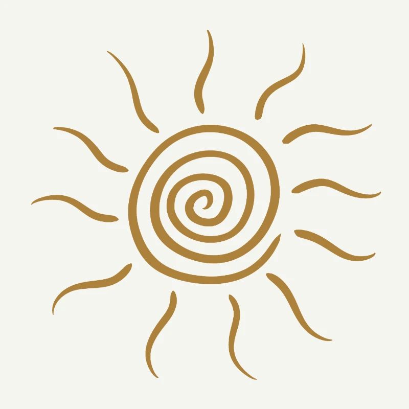 Glyphe du soleil en spirale dans la teinte dorée