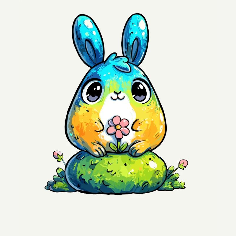 Lapin aquarelle avec fleur