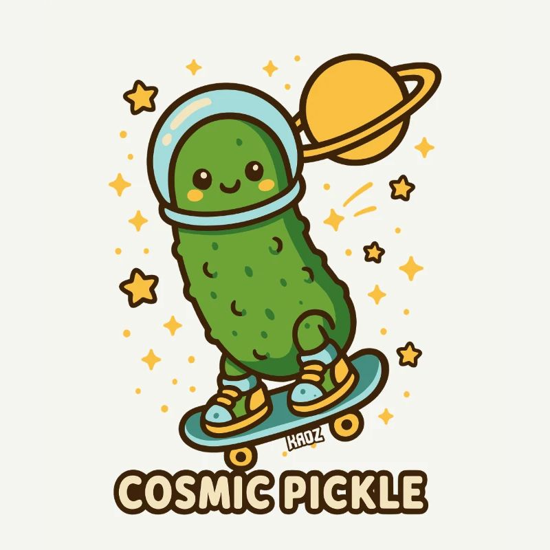 Kosmische Gurke auf Skateboard