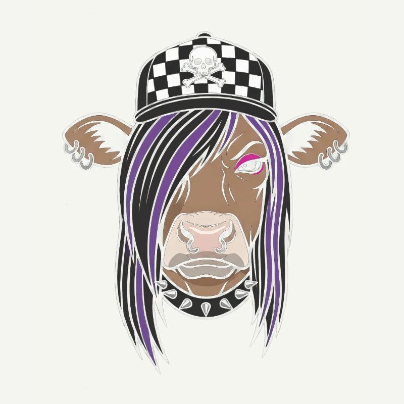 Punk Cow with Checker Cap