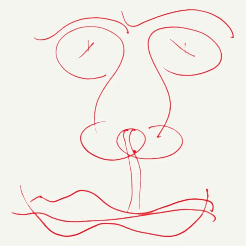 Red Abstract Face Line