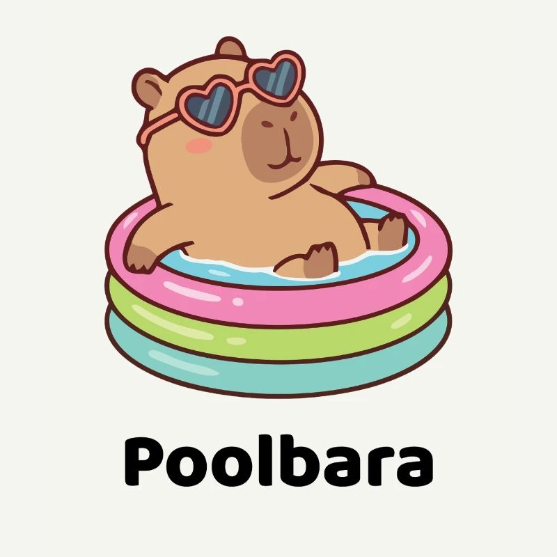 Bärchen/Capybara im Planschring mit Sonnenbrille