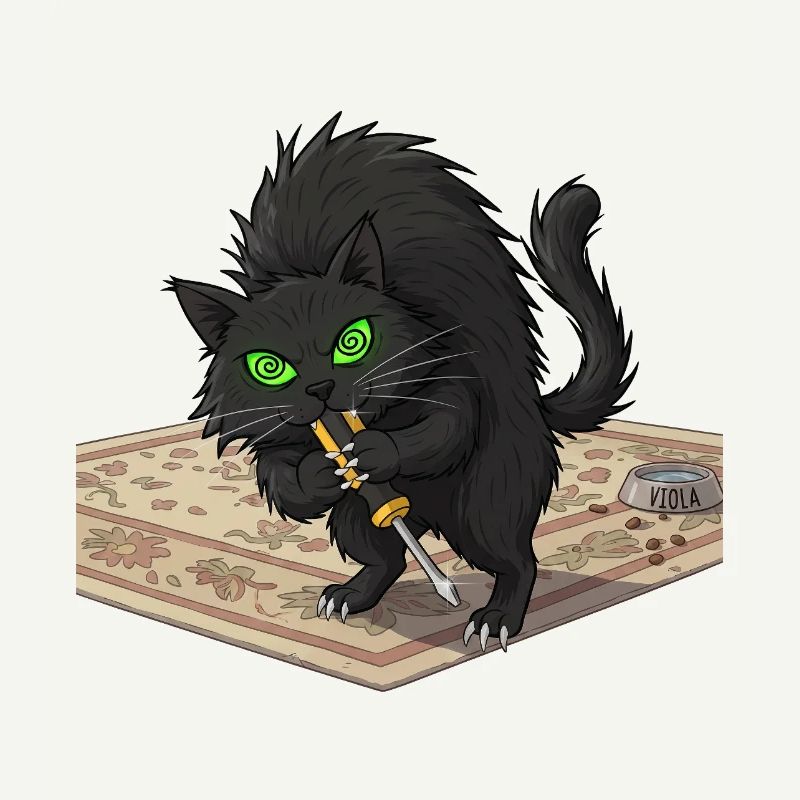 Aggro Katze auf Perser-Teppich