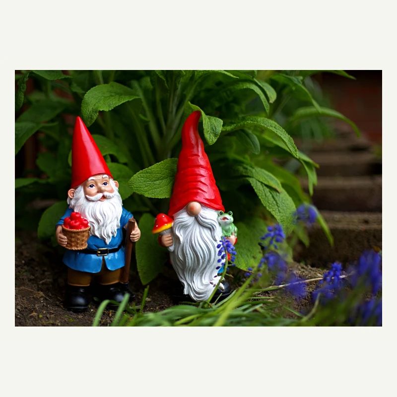 Gartenzwerge im Beet