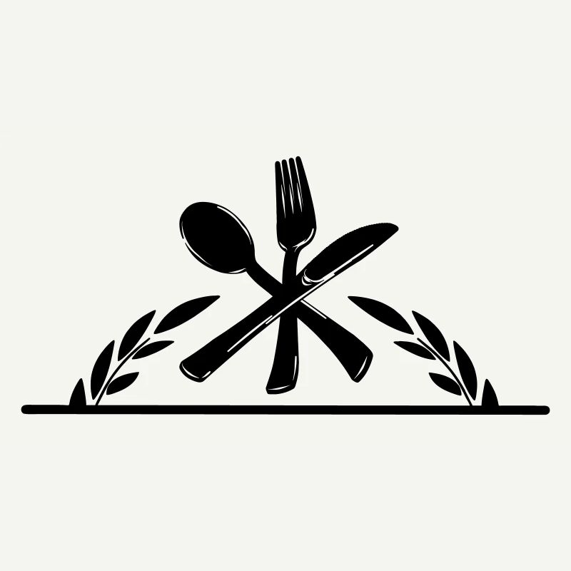 Logo du menu de couverts avec une demi-couronne de laurier.